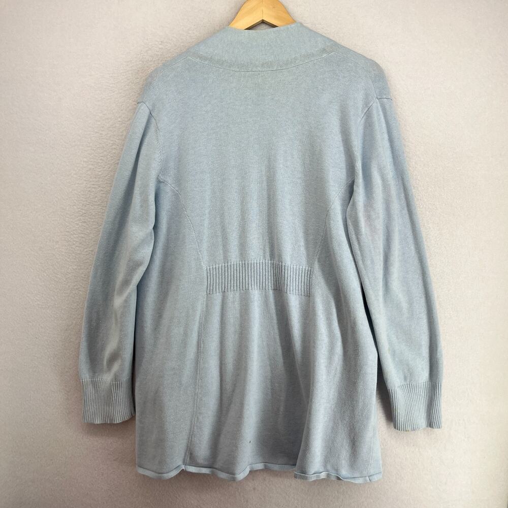 EILEEN FISHER Cardigan XL Cotton Cashmere Open Front Sweater Pockets Light Blue - Picture 2 of 13